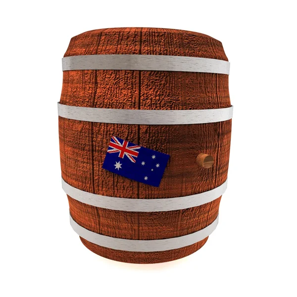桶葡萄酒与澳大利亚国旗 — 图库照片