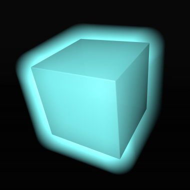 Mavi aydınlatma küp siyah arka plan üzerinde