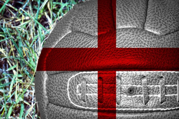 England flag over vintage football — Stock Photo, Image