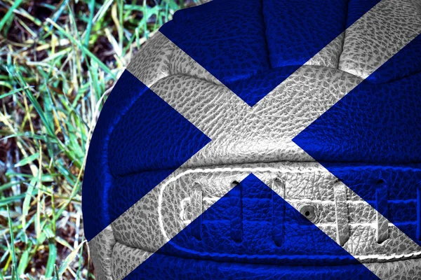 Scotland flag over vintage football — Stock Photo, Image