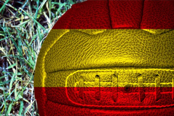 Spain flag over vintage football — Stock Photo, Image