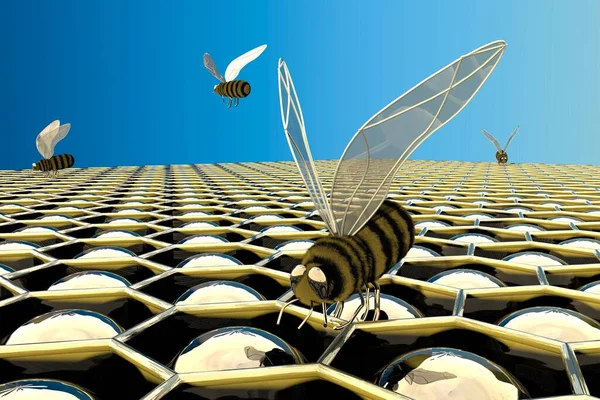 Bees Flying Hive Rendering — Stock Photo, Image