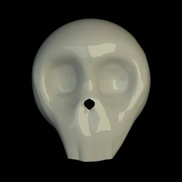 Crâne Porcelaine Sur Fond Noir Rendu — Photo