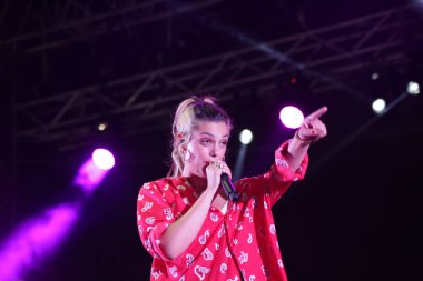 23 Temmuz 2021 - Margherita Vicario 2021 Goa-Boa Festivali için İtalya 'nın Cenova kentindeki Porto Antico' da Arena del Mare 'de canlı performans sergiliyor.