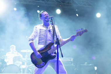 18 Temmuz 2021 - I Ministri, İtalyan rock grubu, 2021 Balena Festivali için Cenova, İtalya 'daki Porto Antico' daki Arena del Mare 'de canlı performans