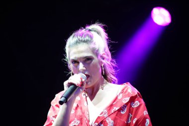 23 Temmuz 2021 - Margherita Vicario 2021 Goa-Boa Festivali için İtalya 'nın Cenova kentindeki Porto Antico' da Arena del Mare 'de canlı performans sergiliyor.