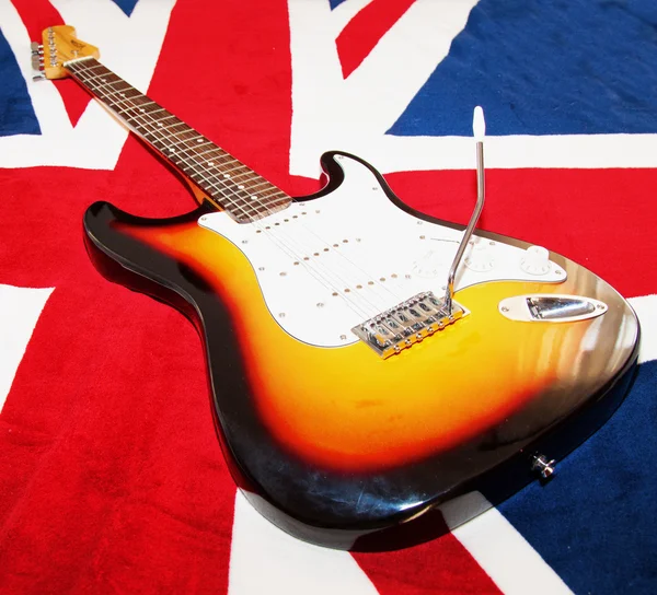 Guitarra sobre Union Jack — Fotografia de Stock