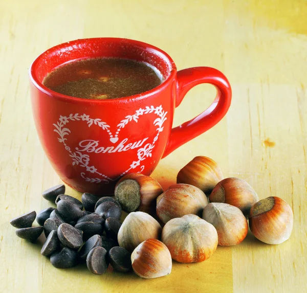 Chocolate and hazelnuts — Stock Photo, Image