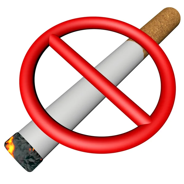 Zákazovou značkou nad cigaret — Stock fotografie
