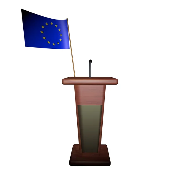 Podium and Europe flag — Stock Photo, Image