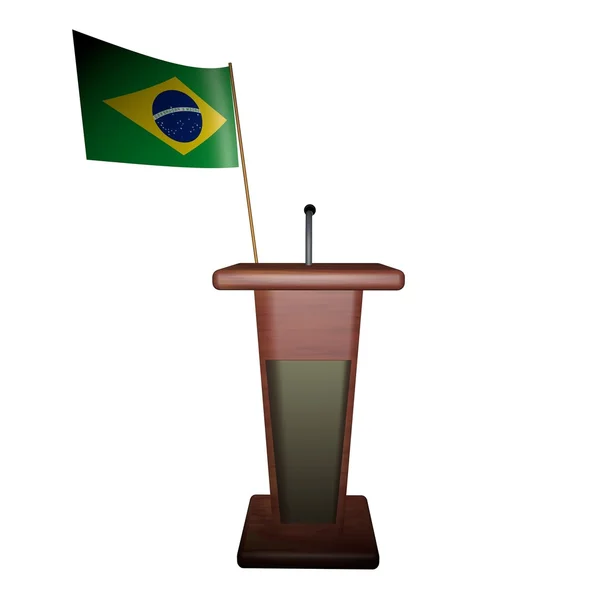 연단과 브라질 깃발 — 스톡 사진