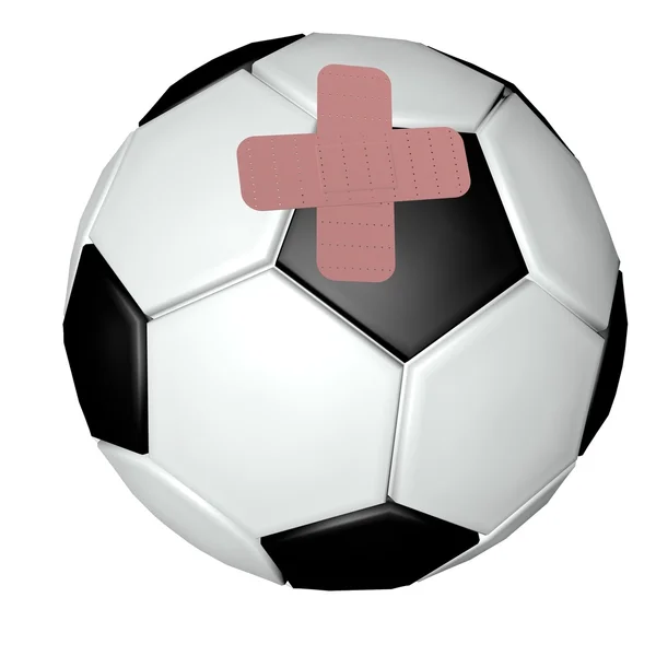 Soccer ball with band aids — Stock Photo, Image