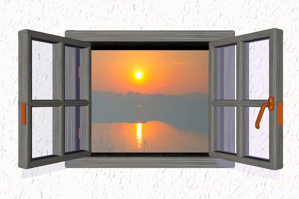 Sunset from a window — Stock Photo, Image