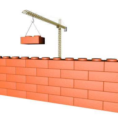 Crane building a wall clipart