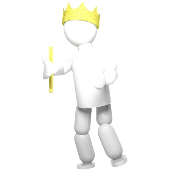 King puppet, 3d — Stock Photo, Image