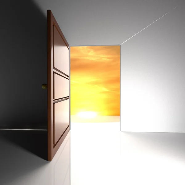 Open door over sunset — Stock Photo, Image