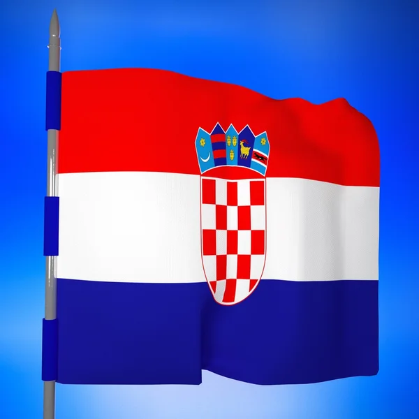 निळा आकाशात क्रोएशिया ध्वज — स्टॉक फोटो, इमेज