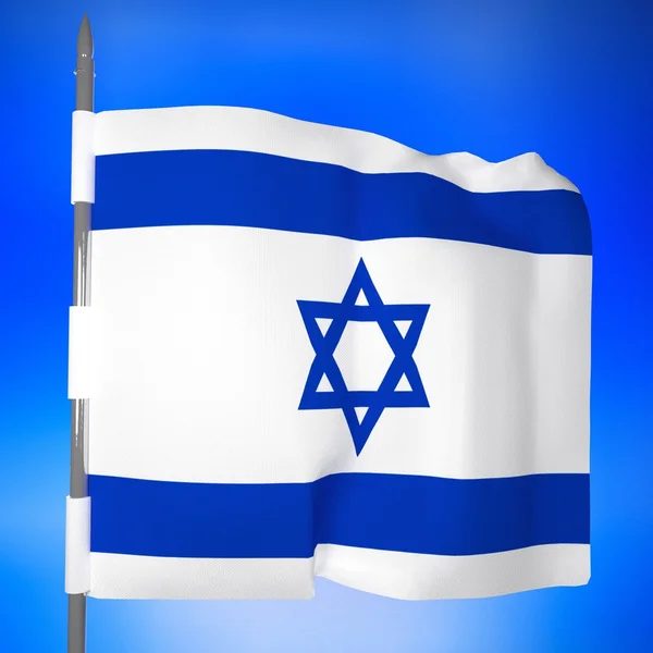 Israel flag over blue sky — Stock Photo, Image