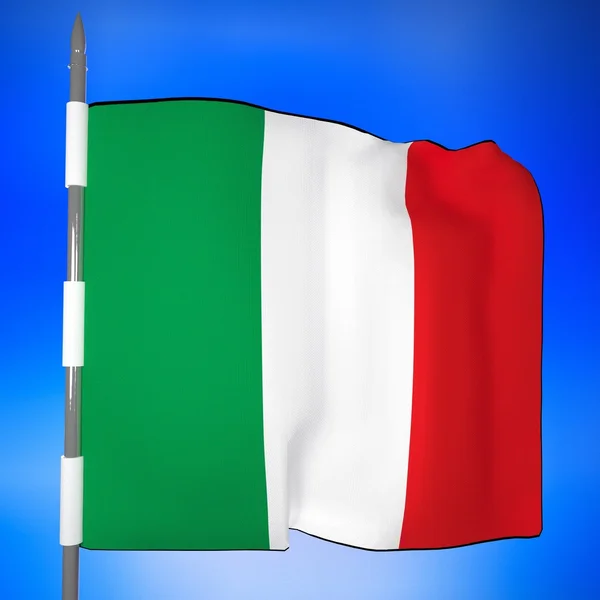 意大利国旗在蓝蓝的天空 — 图库照片