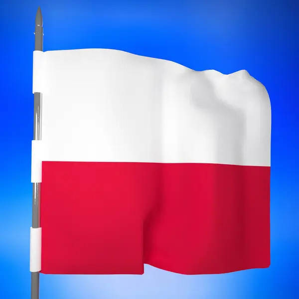 Bandeira da Polónia sobre o céu azul — Fotografia de Stock