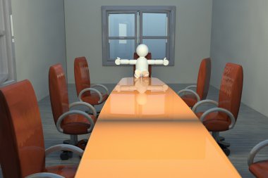 Toplantı salonunun içinde açık silahlı kukla