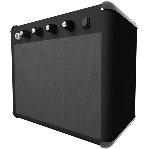 Black amp for guitar, isolated over white, 3d render