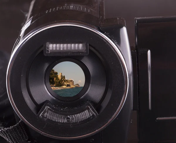 Videokamera med panorama på objektiv — Stockfoto