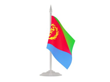 Eritre bayrağı bayrak direği ile. 3D render