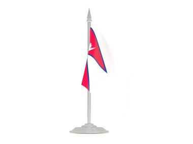 Nepal bayrağı bayrak direği ile. 3D render