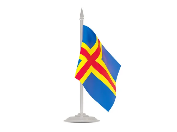 Flagga Åland med flaggstång. 3D gör — Stockfoto