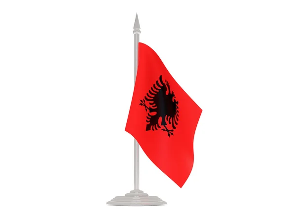 Bandeira de albania com mastro. Renderização 3d — Fotografia de Stock