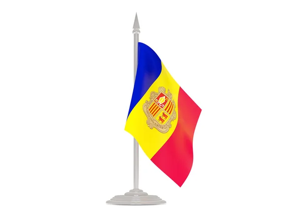 Flagge von andorra mit fahnenmast. 3D-Darstellung — Stockfoto