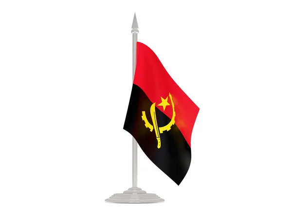 Bandeira de angola com mastro de bandeira. Renderização 3d — Fotografia de Stock
