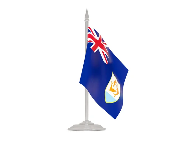 Flag of anguilla with flagpole. 3d render — Stock Photo, Image