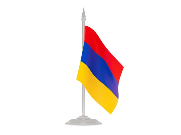 Vlag van Armenië met vlaggenmast. 3D render — Stockfoto