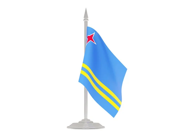 Bandeira de aruba com mastro de bandeira. Renderização 3d — Fotografia de Stock