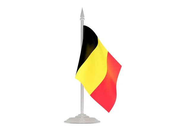 Flag of belgium with flagpole. 3d render — Stock Photo, Image