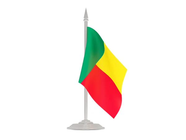 Флаг Бенина с флагштоком. 3D рендеринг — стоковое фото
