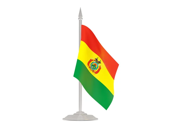 Flagge von Bolivien mit Fahnenmast. 3D-Darstellung — Stockfoto