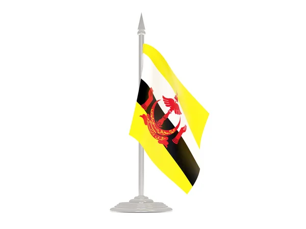 Bandeira de brunei com mastro de bandeira. Renderização 3d — Fotografia de Stock