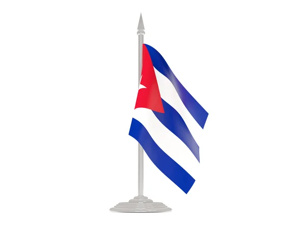 Flaggan av Kuba med flaggstång. 3D gör — Stockfoto