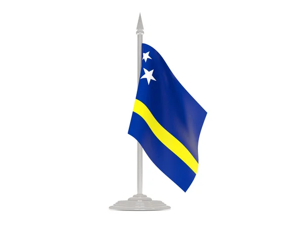 库拉索岛上的旗杆上的旗子。3d 渲染 — 图库照片