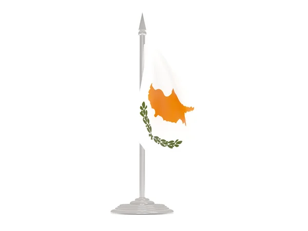 Прапор Кіпру з флагштоком. 3d візуалізація — стокове фото