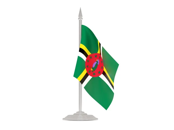 Bandeira de dominica com mastro de bandeira. Renderização 3d — Fotografia de Stock