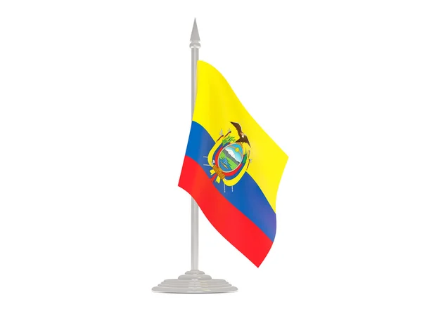 厄瓜多尔与旗杆的旗帜。3d 渲染 — 图库照片