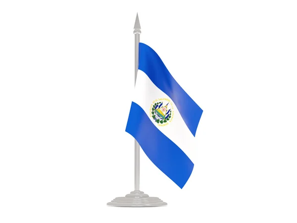 Bandeira de el salvador com mastro. Renderização 3d — Fotografia de Stock