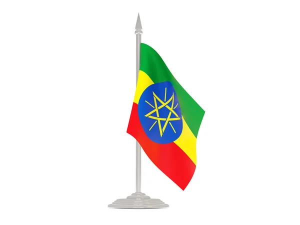 Flag of ethiopia with flagpole. 3d render — Stock Photo, Image