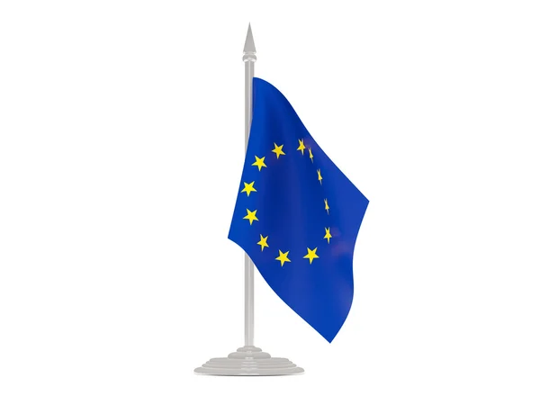 欧洲联盟与旗杆的旗帜。3d 渲染 — 图库照片