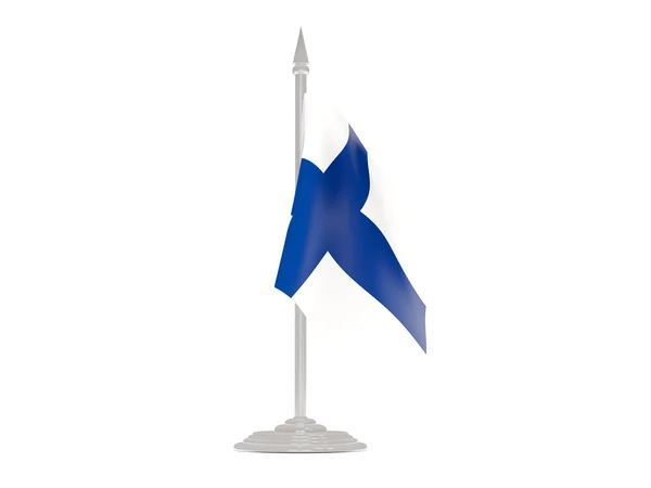 Drapeau de la Finlande avec mât de drapeau. 3d rendu — Photo