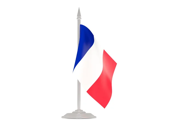 Bandeira da França com mastro de bandeira. Renderização 3d — Fotografia de Stock